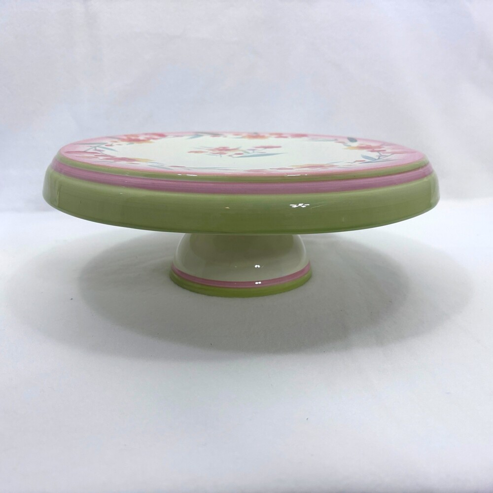 Ceramic Combination Cake condiment serving Plate Pink Floral Pattern